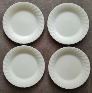 Set Of 4 Vintage Sheffield Bone White 10 - 1/4 " Scallop Swirl Dinner Plates Japan