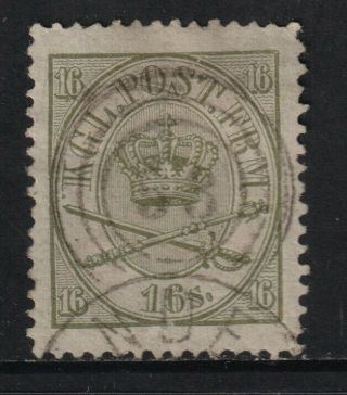 Denmark 1864 16s Emblems Sc 15 Fine - A Gem Cv $175