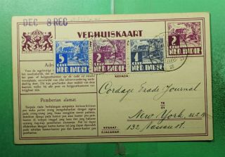 Dr Who 1936 Netherlands Indies Uprated Postal Card To Usa G54193