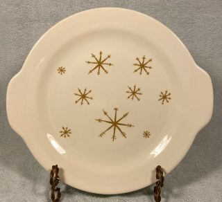 Vintage Star Glow Royal China - Ivory,  Gold - Atomic Cake Plate - Handles - Mid Century