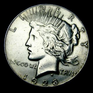 1928 Peace Dollar Silver - - - - Gem Bu Key Date Coin - - - - O380