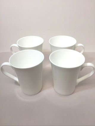 Set Of 4 Mikasa Lausanne Bone China White Coffee Tea Mugs