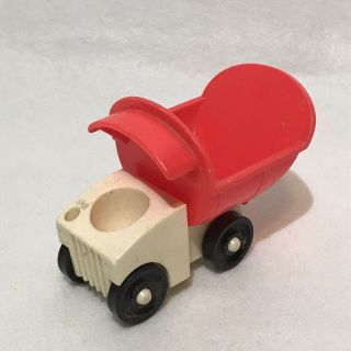 Vintage Fisher Price Little People - Red And White Dump Truck Vehicle