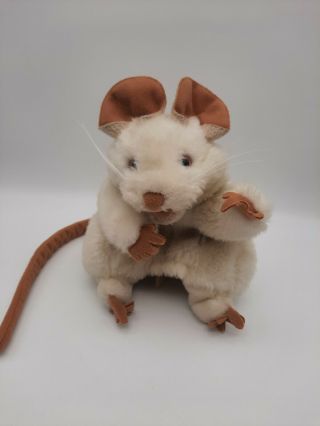 Folkmanis Folktails 7 " Hand Puppet White Mouse Rat Plush Pink Eyes Long Tail