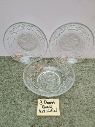 3 Princess House Fantasia Crystal Dessert Bowls Poinsettia Clear 5 1/4 "