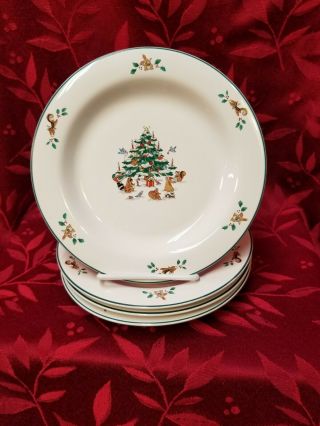 Woodland Christmas By Ming Pao Set (s) Of 4 Salad Plates 8 1/4 " Miyazaki Euc