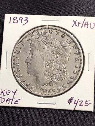 1893 P Morgan Silver Dollar,  Higher Grade,  Better,  Semi - Key Date $1 Coin