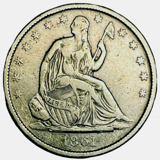 1861 - O Seated Liberty Half Dollar Csa Issue Double Variety W - 14 F/vf Uncertified