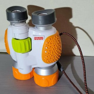Fisher Price Kid Tough Toy Binoculars White/orange With Neck Strap Kk
