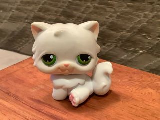 Authentic Littlest Pet Shop Hasbro Lps White Persian Kitty Cat 15 Green Eyes