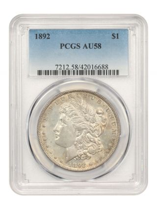 1892 $1 Pcgs Au58 - Better Date P - - Morgan Silver Dollar