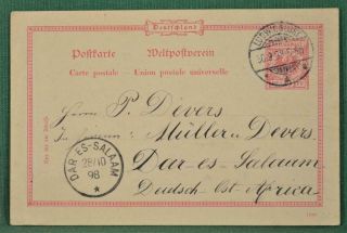 Germany Stamp Cover Card To Dar Es Salaam German East Africa 1898 (r16)