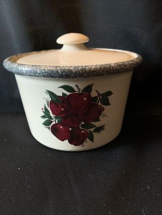 Home And Garden Party Apple Pattern Sm.  Lidded Canister ￼stoneware Mar 2000