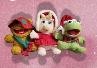 Muppet Babies 3 Plush 1987 Miss Piggy,  Kermit The Frog,  Fozzie Bear Jim Henson