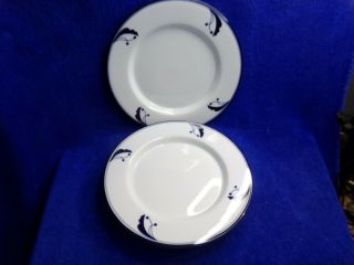 Set Of 2 Dansk Flora Bayberry Blue Floral White Salad Luncheon Plates 9”