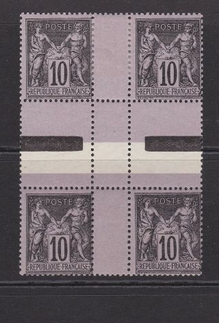 France: 10c Sage Types 1&2 Bloc 4 Hinged Of Pretty