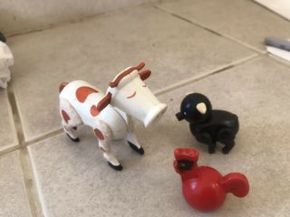 Fisher Price Vintage Little People Cow Chicken And Black Pig
