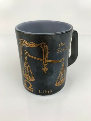 Vtg Federal Glass Zodiac Libra Sign Coffee Mug Black Cup Astrology The Scales