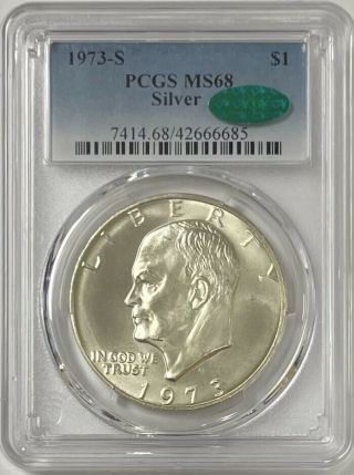 1973 S Eisenhower Ike Silver Dollar Pcgs Ms68 Cac