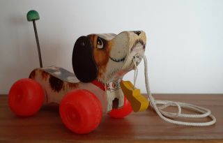 Vintage 1965 Fisher - Price Little Snoopy,  693 - Wooden Body,  Shoe And Tail Bead