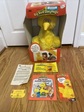 Vintage 1986 Ideal Big Bird Story Magic Talking Sesame Street Book Box Paperwork