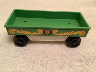 Vintage Fisher Price 991 Circus Train Green Flatcar Lion Car Litho Little People