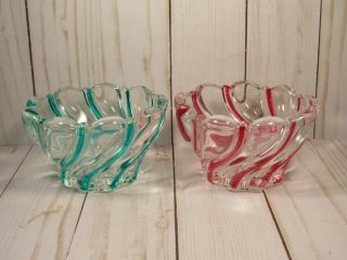 Glass Bowls Peppermint Swirl,  Red And Green,  Candy - Nut,  Mikasa Holiday Crystal