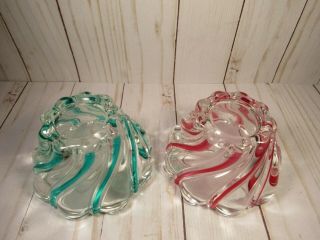 GLASS BOWLS PEPPERMINT SWIRL,  RED AND GREEN,  CANDY - NUT,  MIKASA HOLIDAY CRYSTAL 2