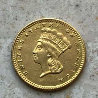 1857 Indian Princess $1 One Dollar United States Gold Coin Sharp