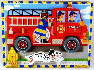Melissa & Doug Chunky Puzzle Fire Truck Wood Ages 3,  3721