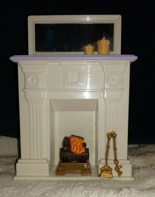Fisher Price Loving Family Doll House Furniture 2002 Fire Place W/ Mirror 77326