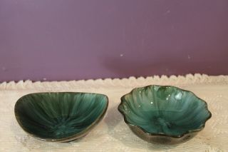 Set Of 2 Vintage Blue Mountain Pottery Bmp Candy Dish Bowls - Green Glaze