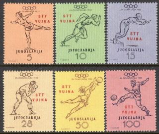 Yugoslavia (trieste) Scott 51 - 56 Vf Mnh 1952 15th Olympic Games Helsinki