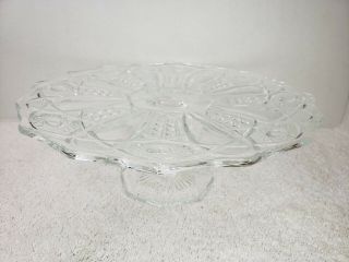 Cake Stand Bottom Clear Cut Glass Footed Pedestal Platter Kitchenware