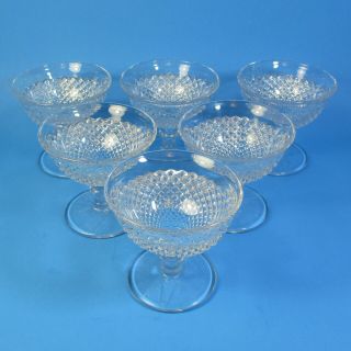 Westmoreland English Hobnail Sherbet Glasses Set Of 6 Round Foot Clear Glass