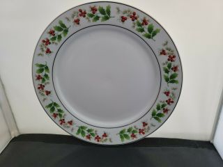 10 " China Dinner Plates - Royal Norfolk - Holly And Berry Plates/gold Trim/set Of 4