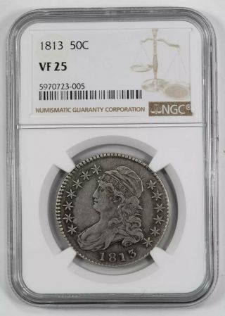 1813 Capped Bust Half Dollar 50c Silver Ngc Certified Vf 25 Very Fine (005)