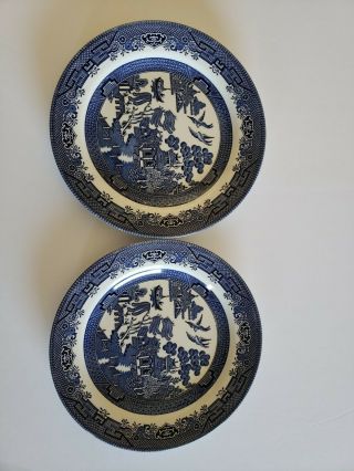 Set Of 2 Churchill Blue Willow Dinner Plates 10 - 1/4 " England