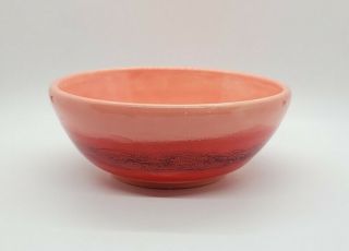 Coral,  Pink And Red Sunset Inspired Hand Glazed Bowl,  Ceramic Pottery Signed