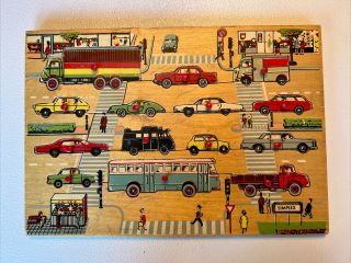 Vintage Simplex Wooden Puzzle Cars Trucks Made In Holland Wood Shapes
