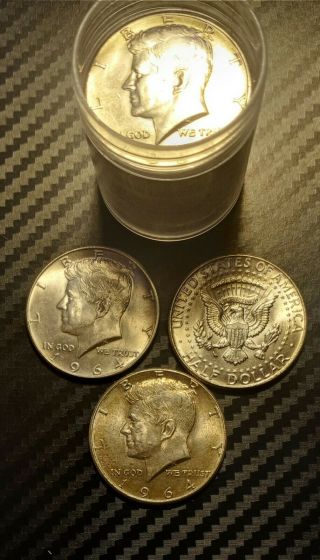 1964 Unc Kennedy 90 Silver Half Dollar Roll