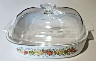 Corning Ware A - 10 - B Spice Of Life Casserole Dish Le Romarin 10x10x2 With Lid