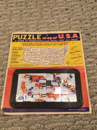 Vintage Puzzle Map Of U.  S.  A.  - Interlocking Sliding Squares - Map Of United States