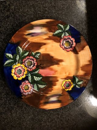 H & K Tunstall Gaiety Round 10.  5” Plate Hand Painted Flowers Signed R.  Grocott