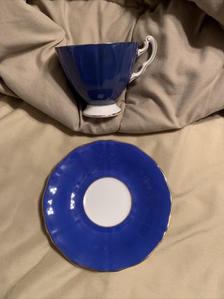 Adderley England Fine Bone China Tea Cup & Saucer Royal Blue /gold Trim