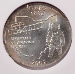 Ngc 25c 2002 - D Ohio Quarter Elliptical Clip Ms61