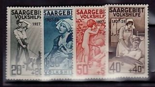 German Area - Saar Sc B5 - 8 Lh Issue Of 1927 - Overprint On The First Semi - Postal
