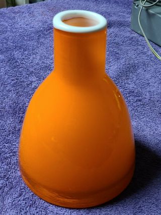 50’s - 60’s Hand Blown Vase Bright Orange Mcm Art Glass
