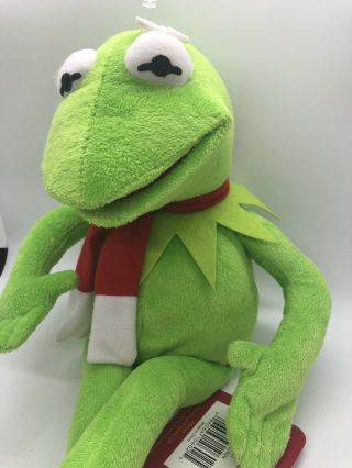 Disney Jim Henson Muppets Kermit The Frog W/ Red Christmas Scarf 18 