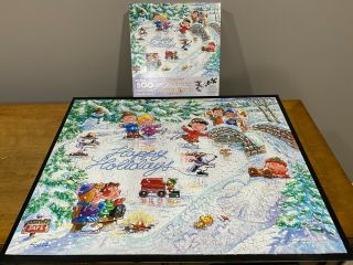 Springbok Family Jigsaw Puzzle 500 Pc Peanuts Snoopy Holiday Greeting Box 100